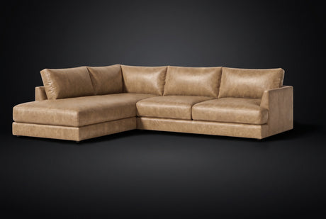 Serena Distressed Leather Sectional Sofa