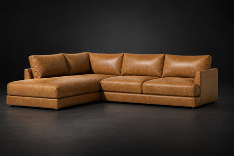 Serena Distressed Leather Sectional Sofa