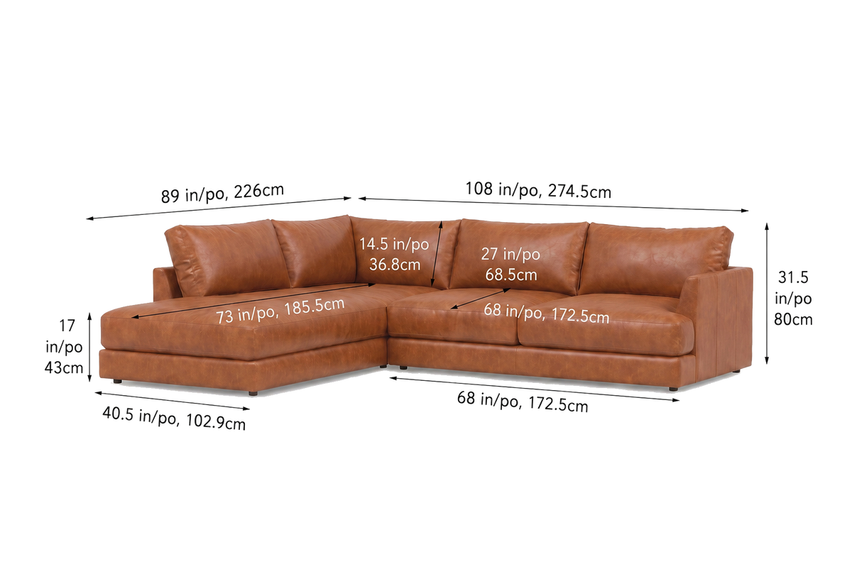 Serena Distressed Leather Sectional Sofa