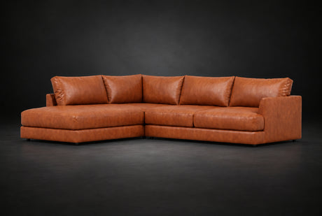 Serena Distressed Leather Sectional Sofa