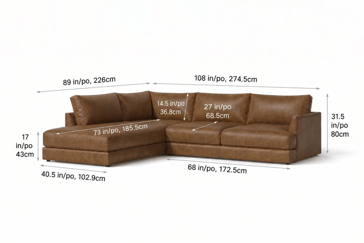 Serena Distressed Leather Sectional Sofa