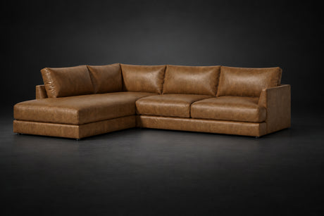 Serena Distressed Leather Sectional Sofa