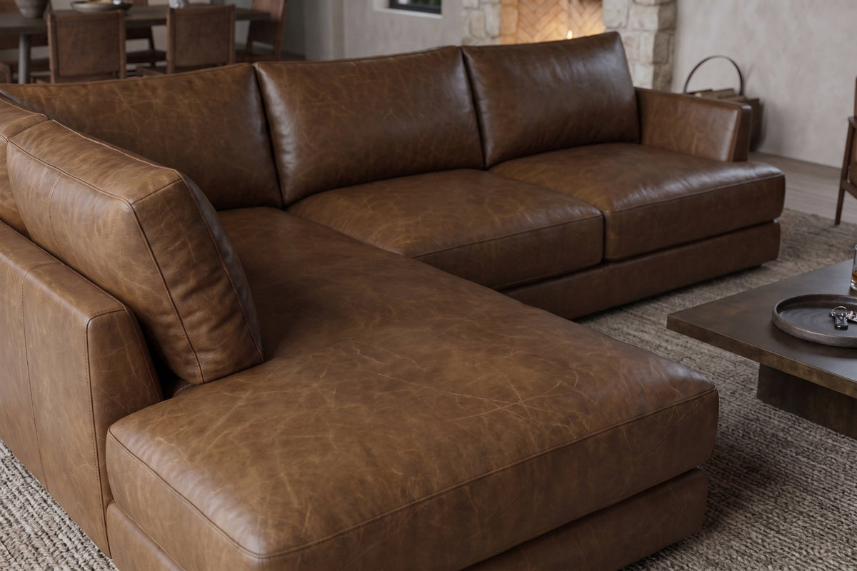 Serena Distressed Leather Sectional Sofa