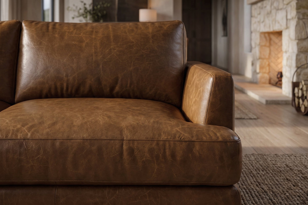 Serena Distressed Leather Sectional Sofa
