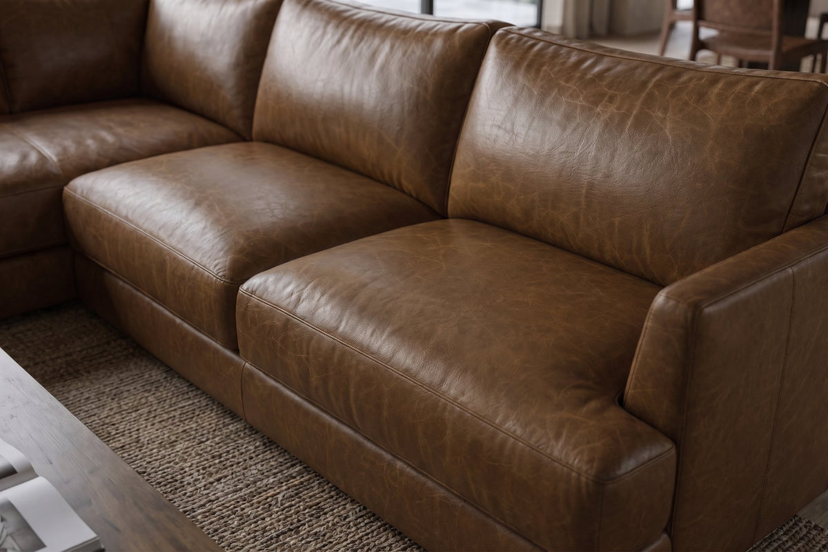 Serena Distressed Leather Sectional Sofa