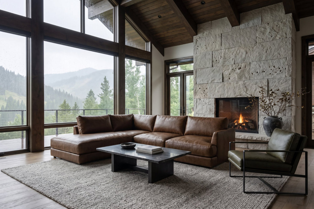 Serena Distressed Leather Sectional Sofa