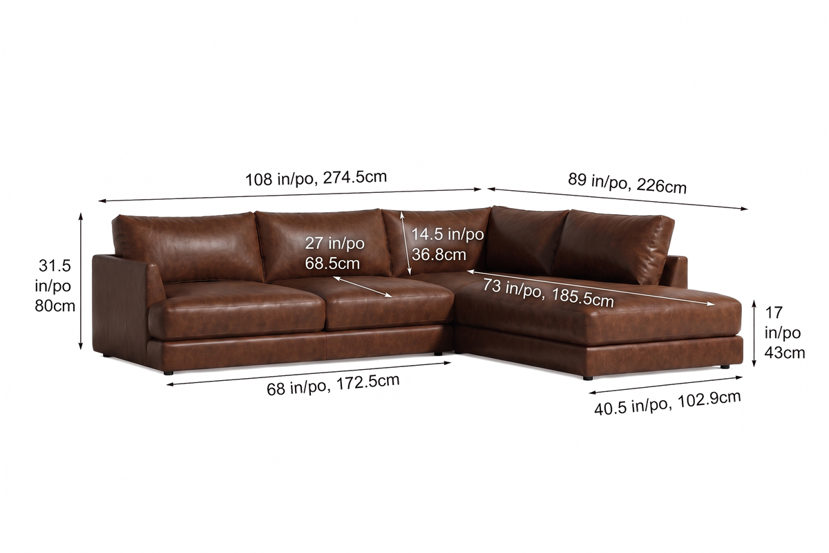 Serena Distressed Leather Sectional Sofa