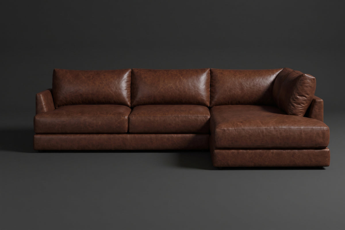 Serena Distressed Leather Sectional Sofa