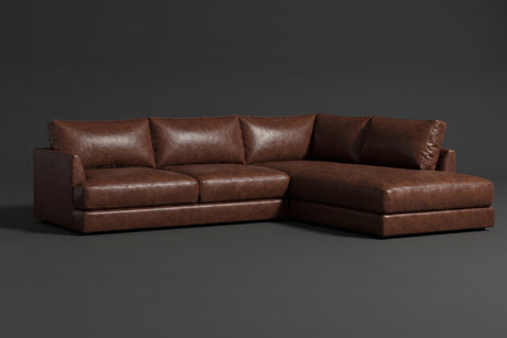 Serena Distressed Leather Sectional Sofa