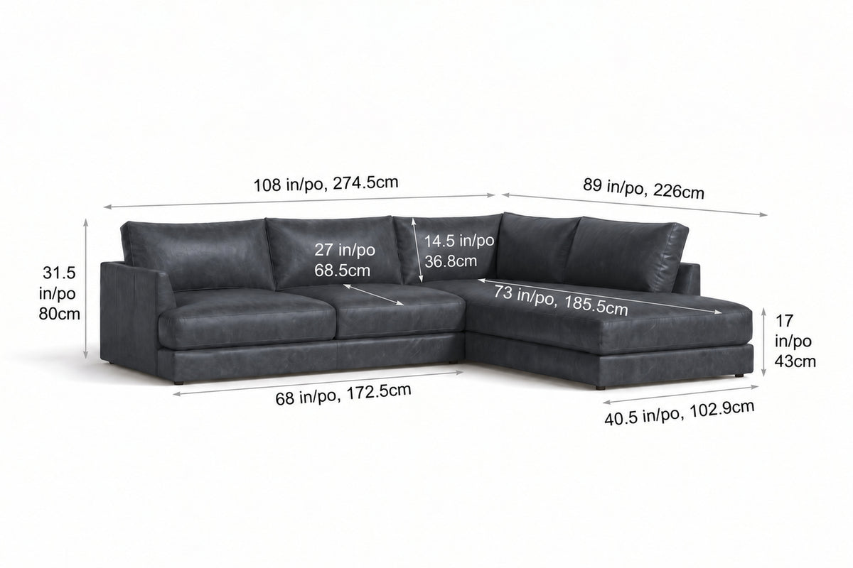 Serena Distressed Leather Sectional Sofa