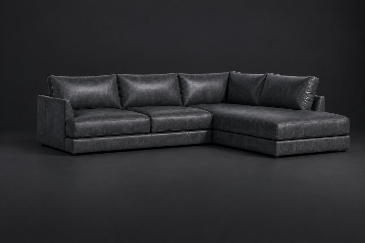 Serena Distressed Leather Sectional Sofa