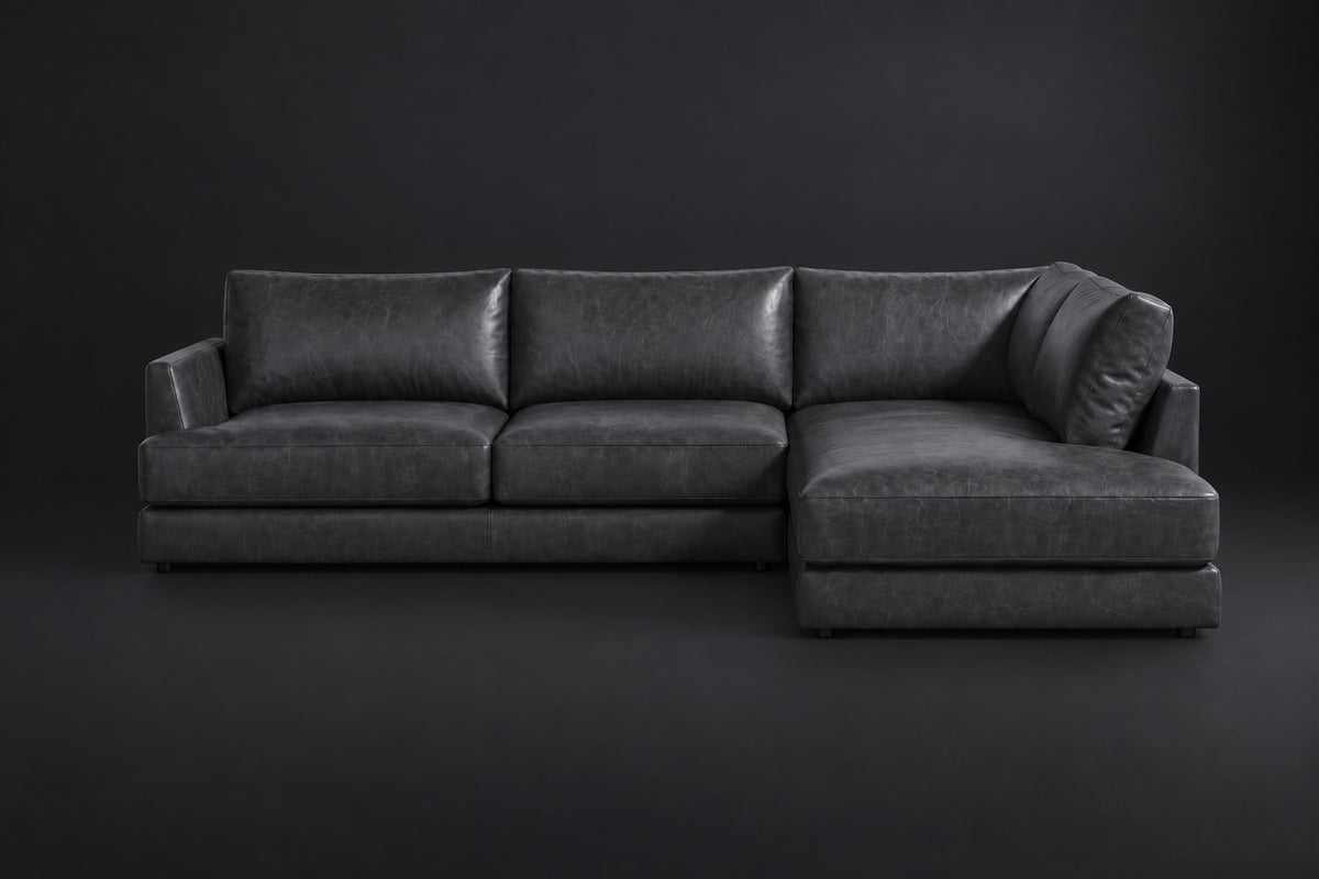 Serena Distressed Leather Sectional Sofa