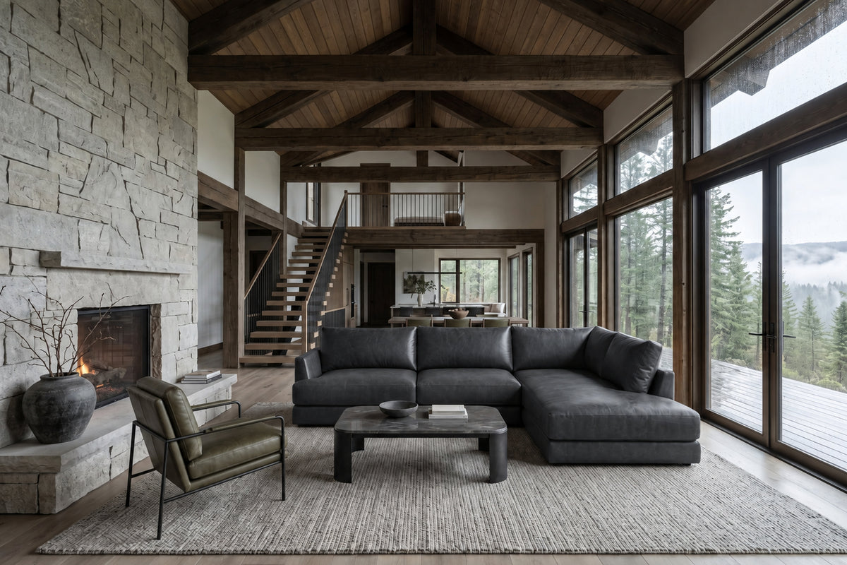Serena Distressed Leather Sectional Sofa