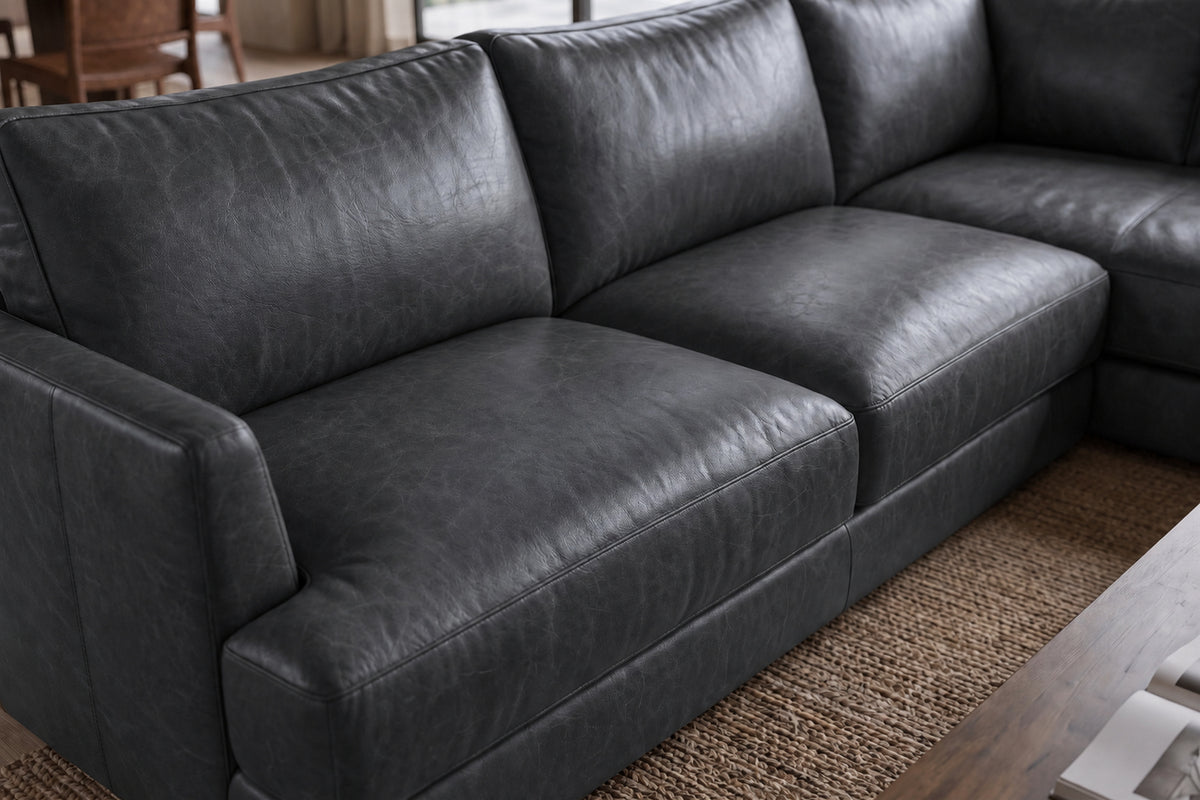 Serena Distressed Leather Sectional Sofa