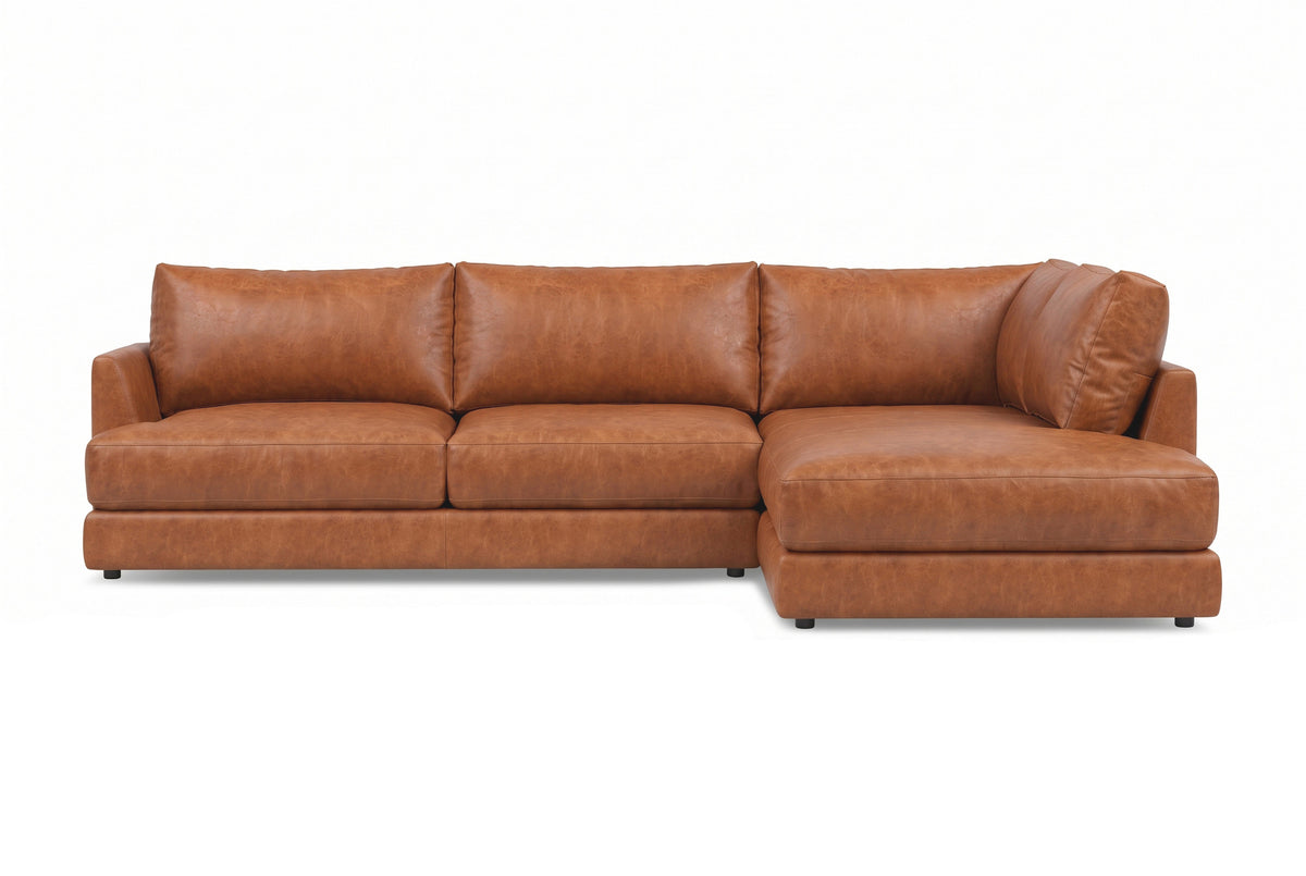 Serena Distressed Leather Sectional Sofa