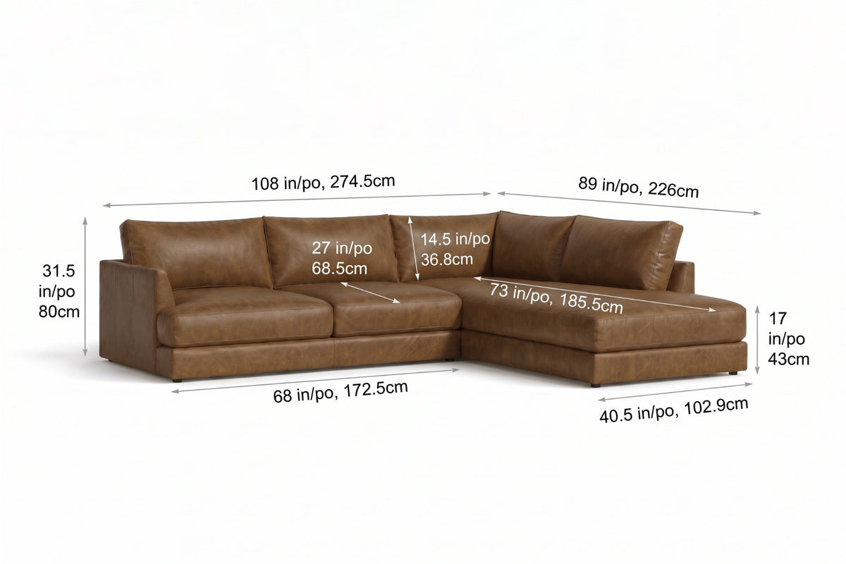 Serena Distressed Leather Sectional Sofa