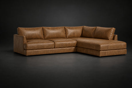 Serena Distressed Leather Sectional Sofa
