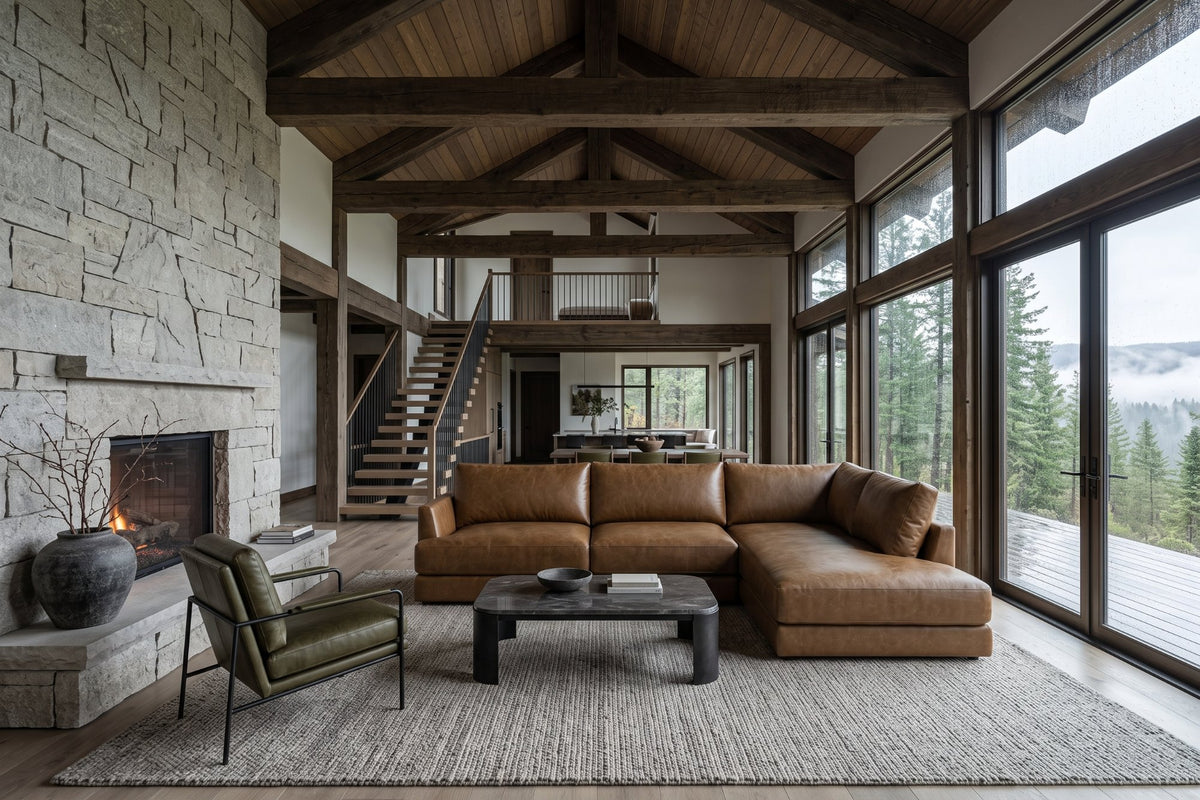 Serena Distressed Leather Sectional Sofa