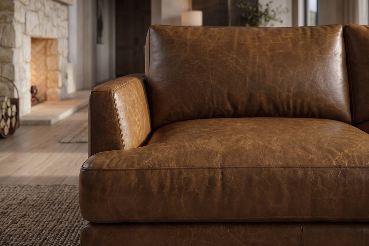 Serena Distressed Leather Sectional Sofa
