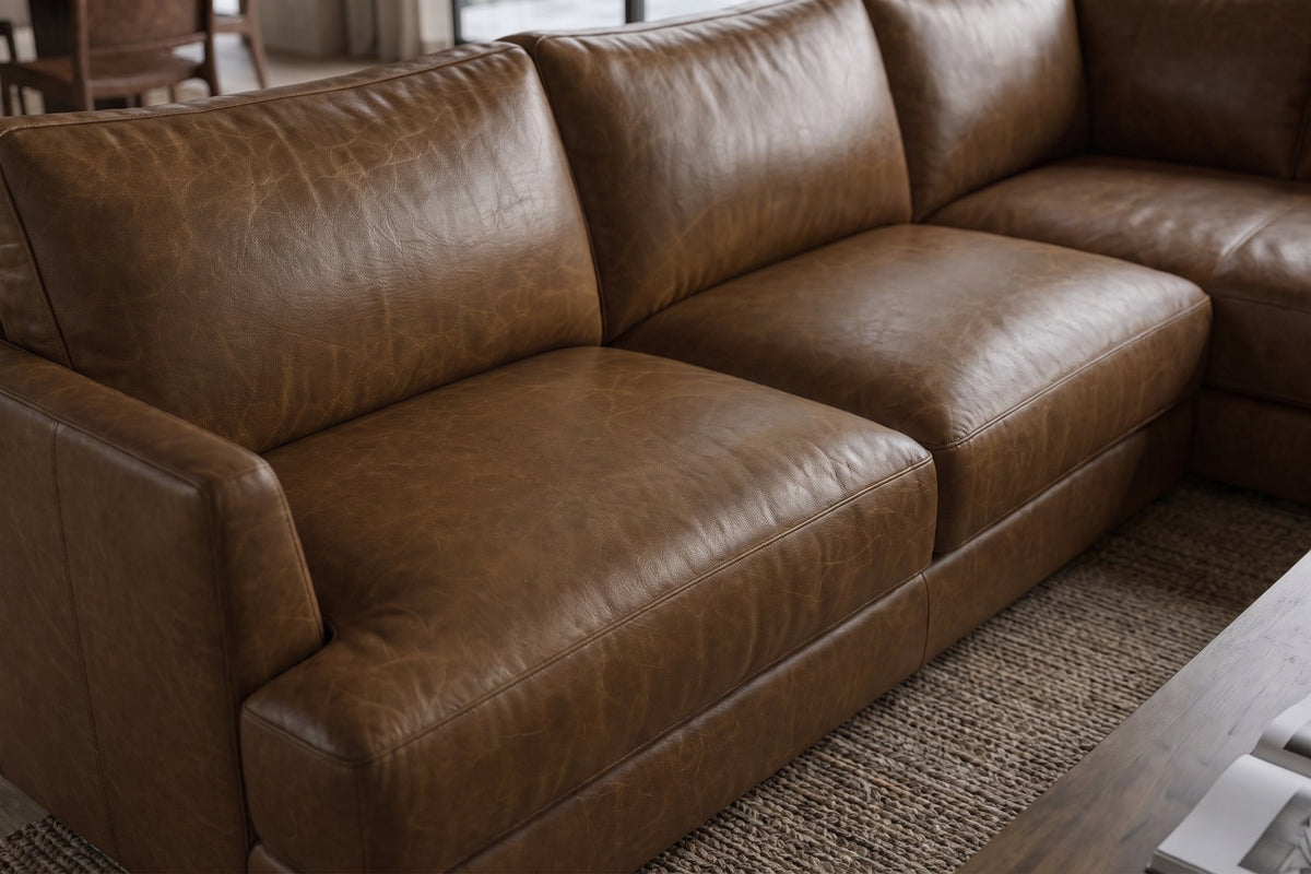 Serena Distressed Leather Sectional Sofa