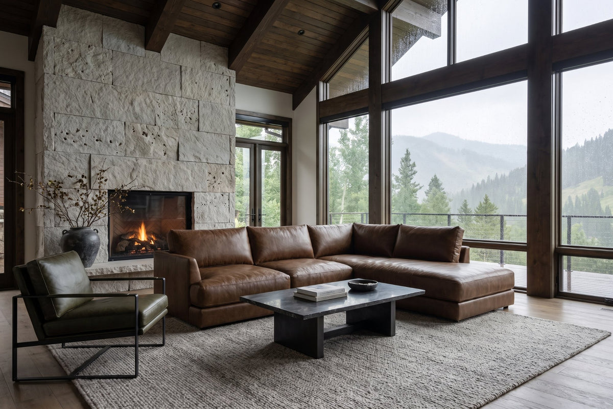 Serena Distressed Leather Sectional Sofa