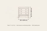 Serramanna nightstand dimensions: 26 in wide, 26.75 in high, 17 in deep