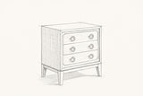 Pencil sketch of the Serramanna nightstand, drawn from the same three-quarter view