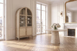 Serrastretta 42-Inch 4-Door Arched Oak Veneer Display Cabinet with Glass and Cane in a Paris salon