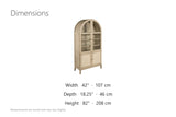 Serrastretta 42-Inch 4-Door Arched Oak Veneer Display Cabinet with Glass and Cane dimensions