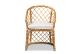 Sersale Natural Rattan Barrel-Back Dining Chair, front view