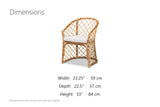 Sersale Natural Rattan Barrel-Back Dining Chair dimensions