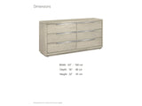 Sesto 63-Inch Gray Oak 6-Drawer Dresser dimensions: 63.0 in wide, 18.0 in deep, 32.0 in high