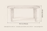 Siracusa oval dining table dimensions: 70.1 in long, 29.9 in high, 33.5 in deep