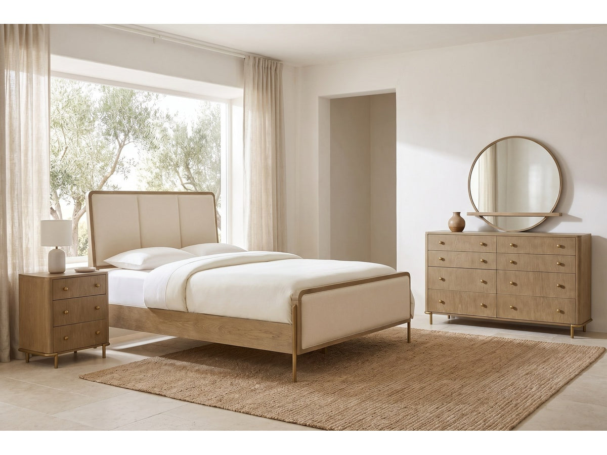 Sirolo Sand Wash and Cream Upholstered Bedroom Set: the whole set