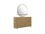 Sirolo Sand Wash and Cream Upholstered Bedroom Set: Real photo: dresser with its mirror