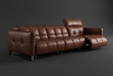 Sofia Distressed Italian Aniline Leather Dual Reclining Sofa