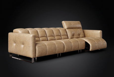Sofia Distressed Italian Aniline Leather Dual Reclining Sofa