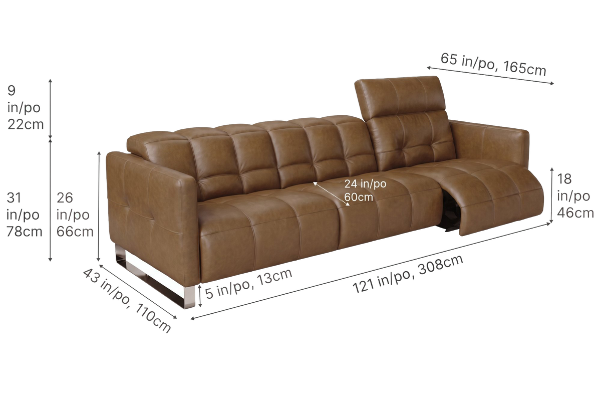 Sofia Distressed Italian Aniline Leather Dual Reclining Sofa