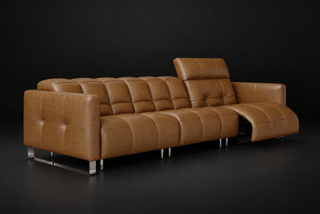Sofia Distressed Italian Aniline Leather Dual Reclining Sofa