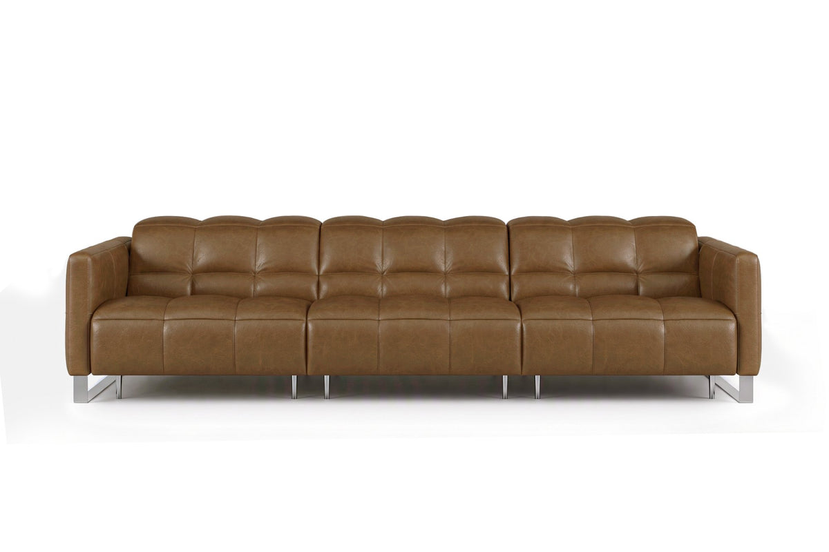 Sofia Distressed Italian Aniline Leather Dual Reclining Sofa