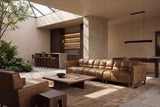 Sofia Distressed Italian Aniline Leather Dual Reclining Sofa