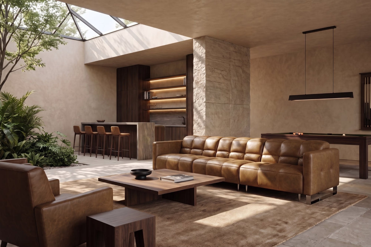 Sofia Distressed Italian Aniline Leather Dual Reclining Sofa