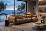 Sofia Distressed Italian Aniline Leather Dual Reclining Sofa
