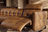 Sofia Distressed Italian Aniline Leather Dual Reclining Sofa