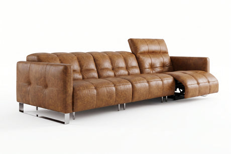 Sofia Distressed Italian Aniline Leather Dual Reclining Sofa