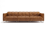 Sofia Distressed Italian Aniline Leather Dual Reclining Sofa