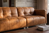 Sofia Distressed Italian Aniline Leather Dual Reclining Sofa