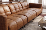 Sofia Distressed Italian Aniline Leather Dual Reclining Sofa