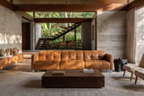 Sofia Distressed Italian Aniline Leather Dual Reclining Sofa