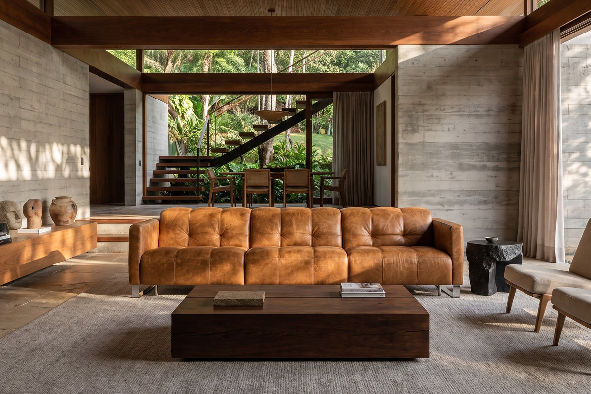 Sofia Distressed Italian Aniline Leather Dual Reclining Sofa